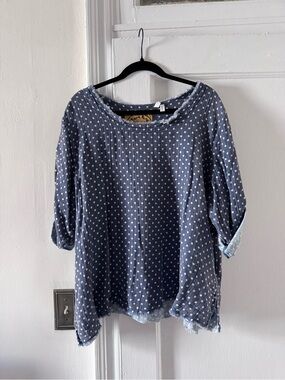 A Rare Bird Blue with White Dots Top